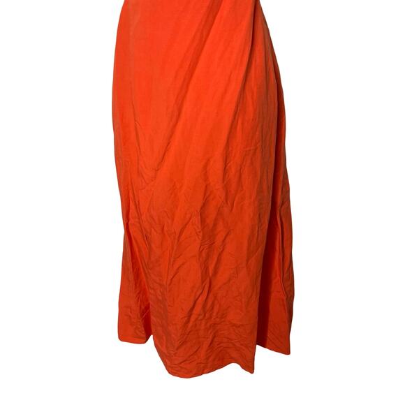 NWT MARA HOFFMAN Paula cutout linen-blend midi dress in orange papaya 00 - Picture 4 of 12